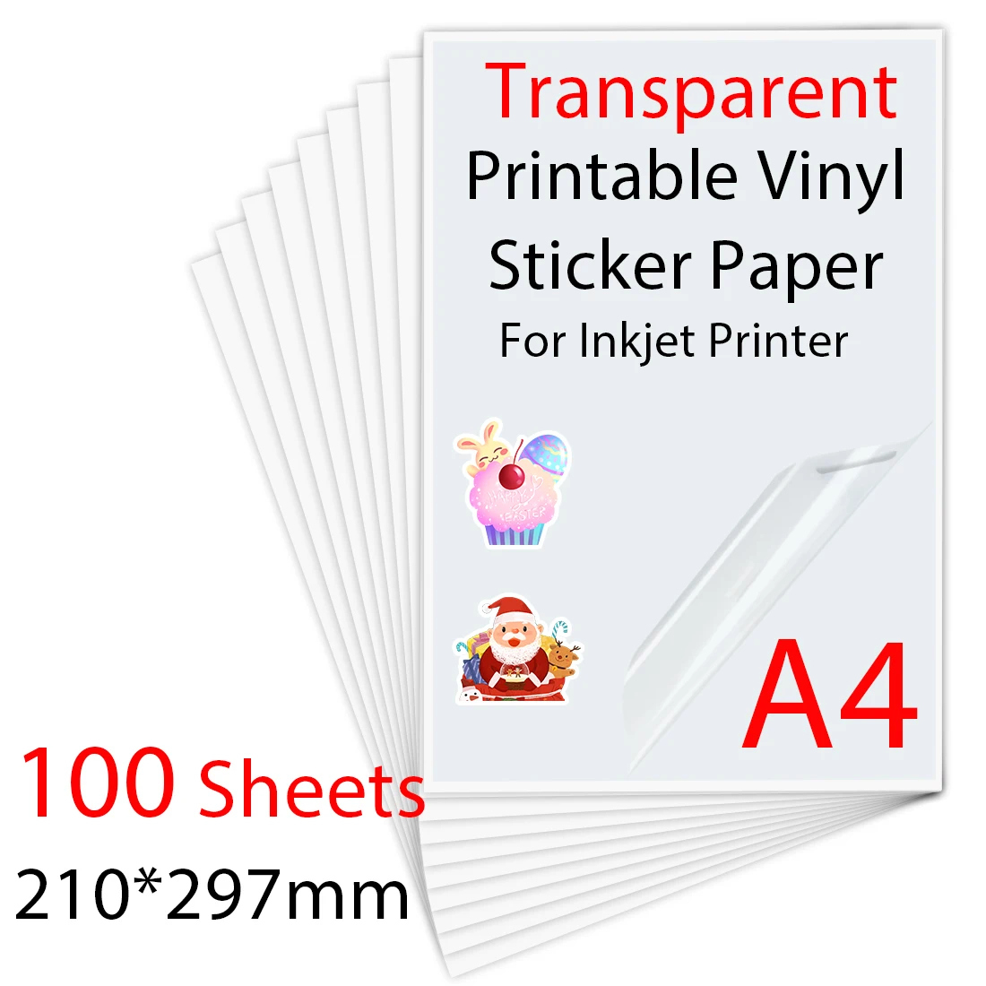 10/30/50/100Sheets A4 Transparent Printable Vinyl Sticker Paper Waterproof Self-Adhesive Paper For For Inkjet Printer Diy Label - Aliexpress regarding Clear Printable Vinyl Sticker Paper