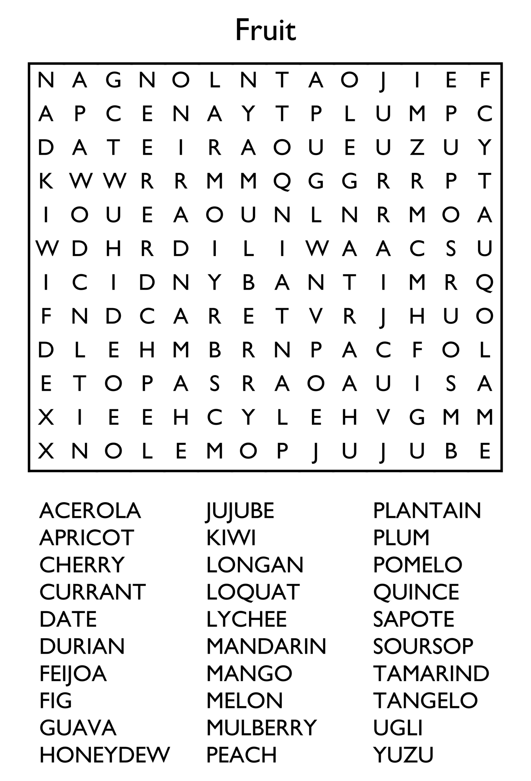 10 Free Printable Word Search Puzzles in Printable Crossword Word Search Puzzles