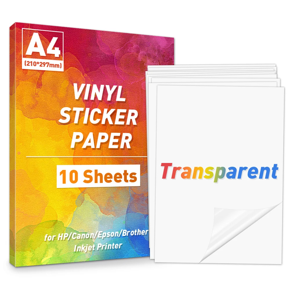 10 Sheets Transparent Sticker Paper A4 Printable Vinyl Sticker Clear Label Paper For Inkjet Printer Self Adhesive A4 Paper Sheet - Aliexpress within Clear Printable Vinyl Sticker Paper