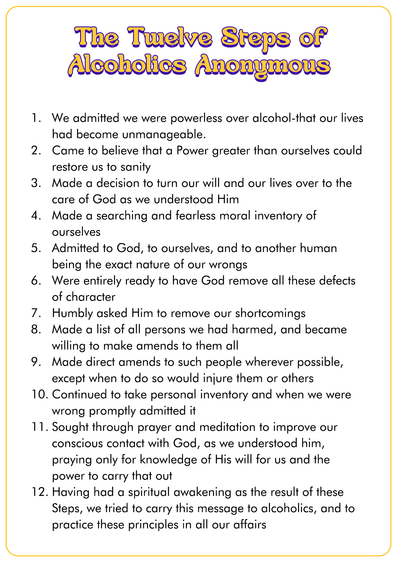 15 12 Step Recovery Worksheets - Free Pdf At Worksheeto inside 12 Steps of Alcoholics Anonymous Printable