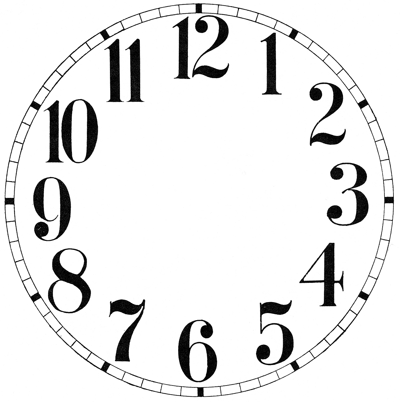 16 Clock Face Images - Print Your Own! - The Graphics Fairy pertaining to Printable Clock Face And Hands