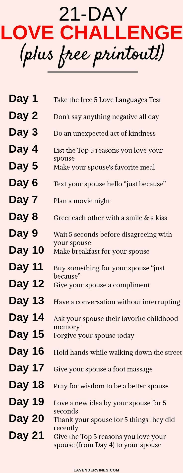 21-Day Love Challenge intended for Printable The Love Dare List 1 40 Free Download