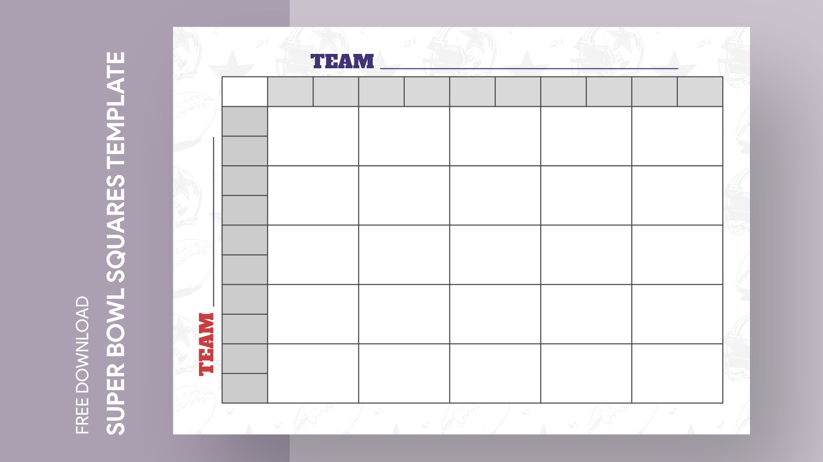 25 Square Football Grid Free Google Docs Template - Gdoc.io with 25 Square Football Board Printable