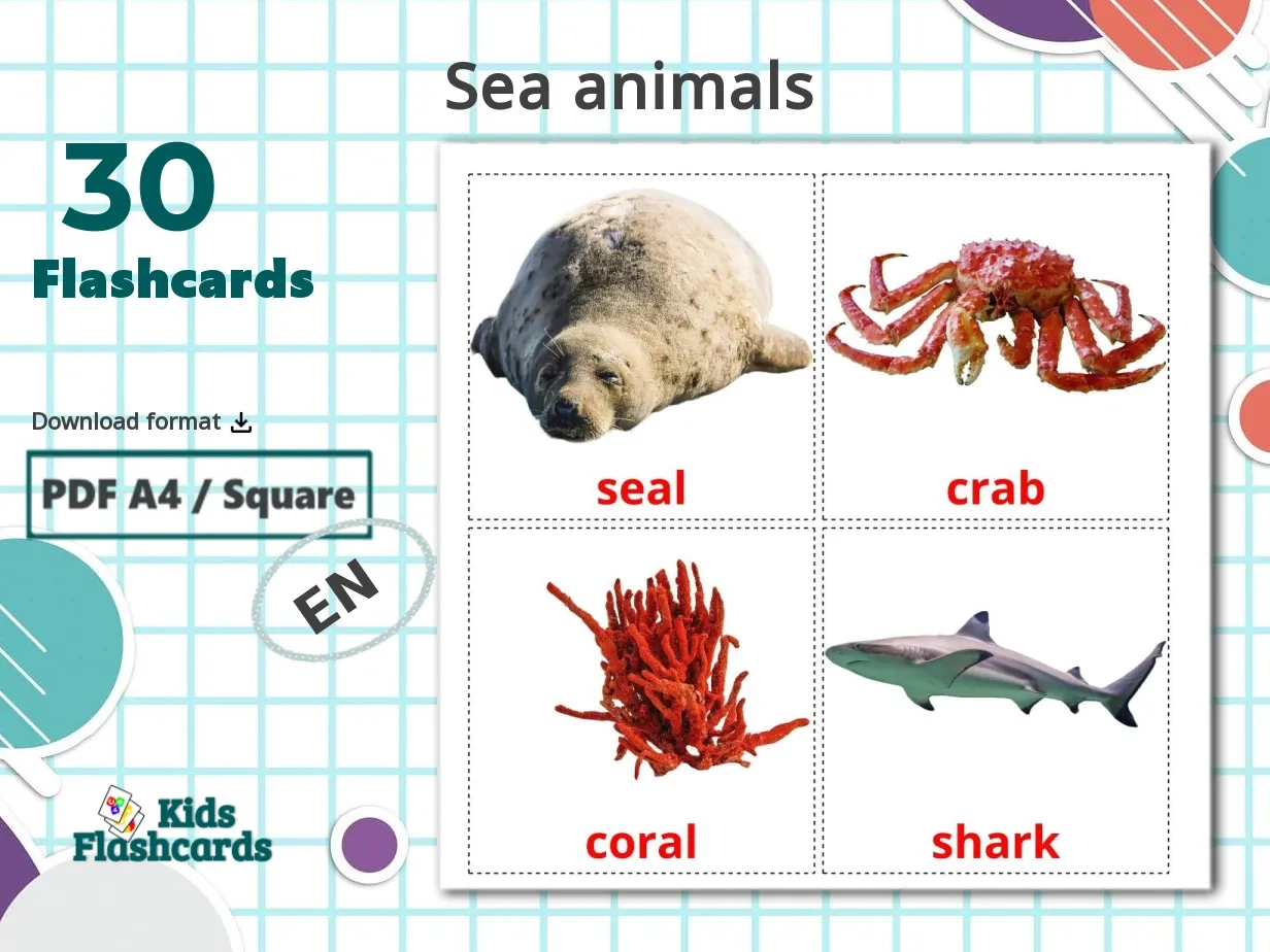 30 Printable Sea Animals Flashcards In English (Free Pdf) in Printable Pictures of Water Animals