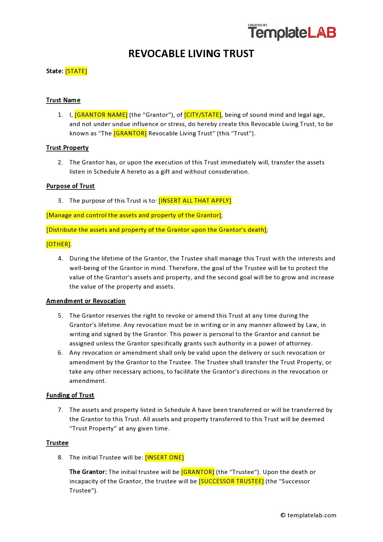 34 Free Living Trust Forms ( &amp;amp; Documents) ᐅ Templatelab with regard to Free Printable Will and Trust Forms