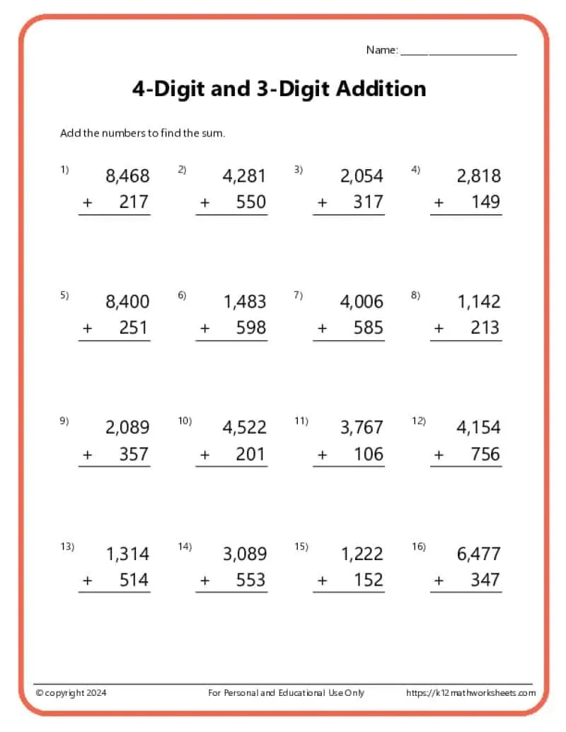 3Rd Grade Addition Worksheets in Math Problems For 3rd Graders Printable