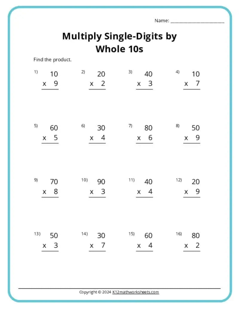 3Rd Grade Multiplication Worksheets - K12 Math Worksheets within Free Printable Multiplication Worksheets Grade 3