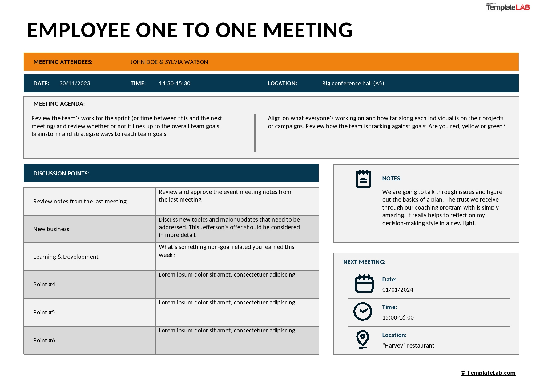 40 Best One To One Meeting Templates (100% Free) throughout Printable 1 on 1 Meeting Template