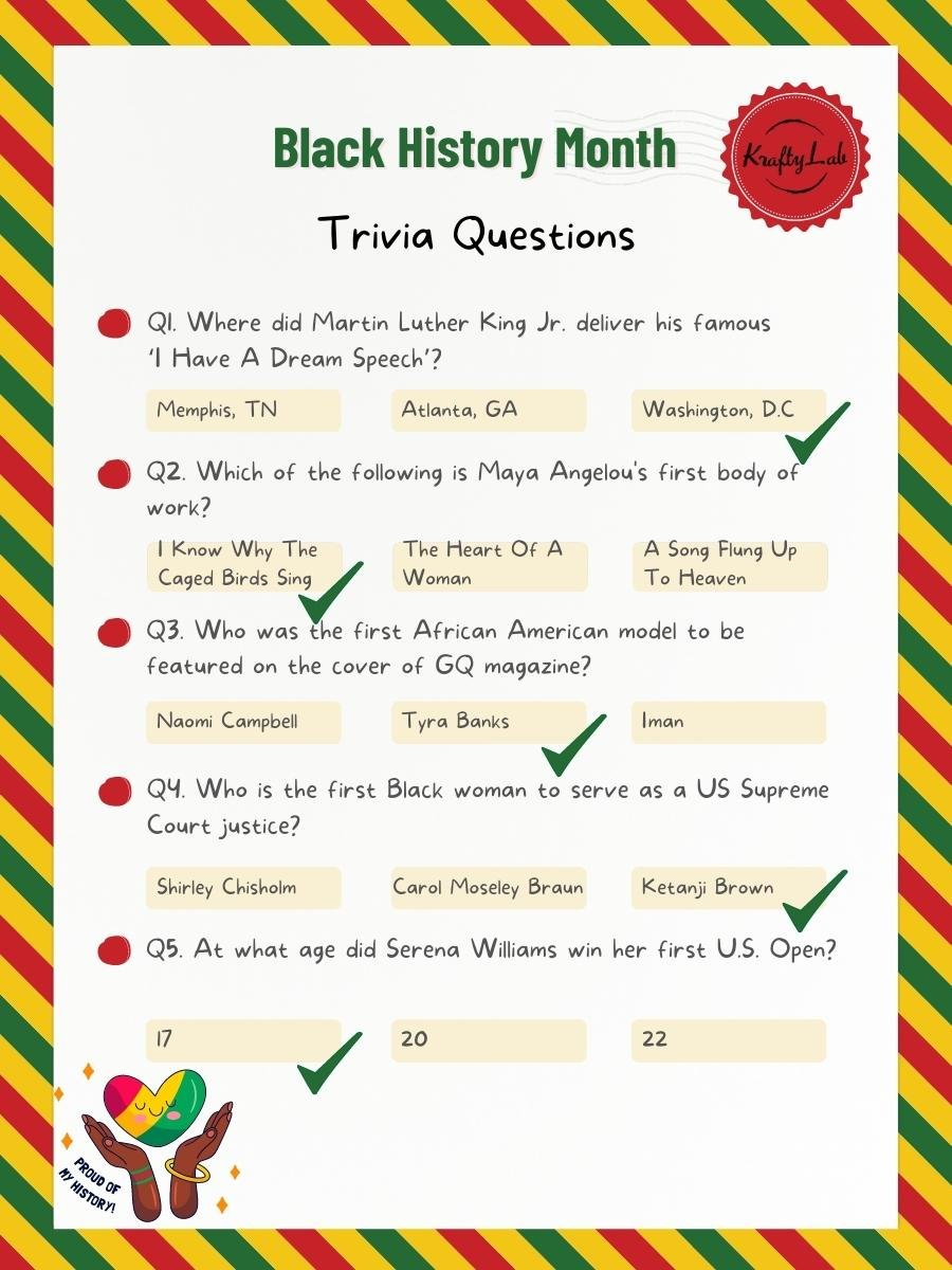 40+ Black History Month Trivia Questions For Work with Funny Black Trivia Questions And Answers Printable
