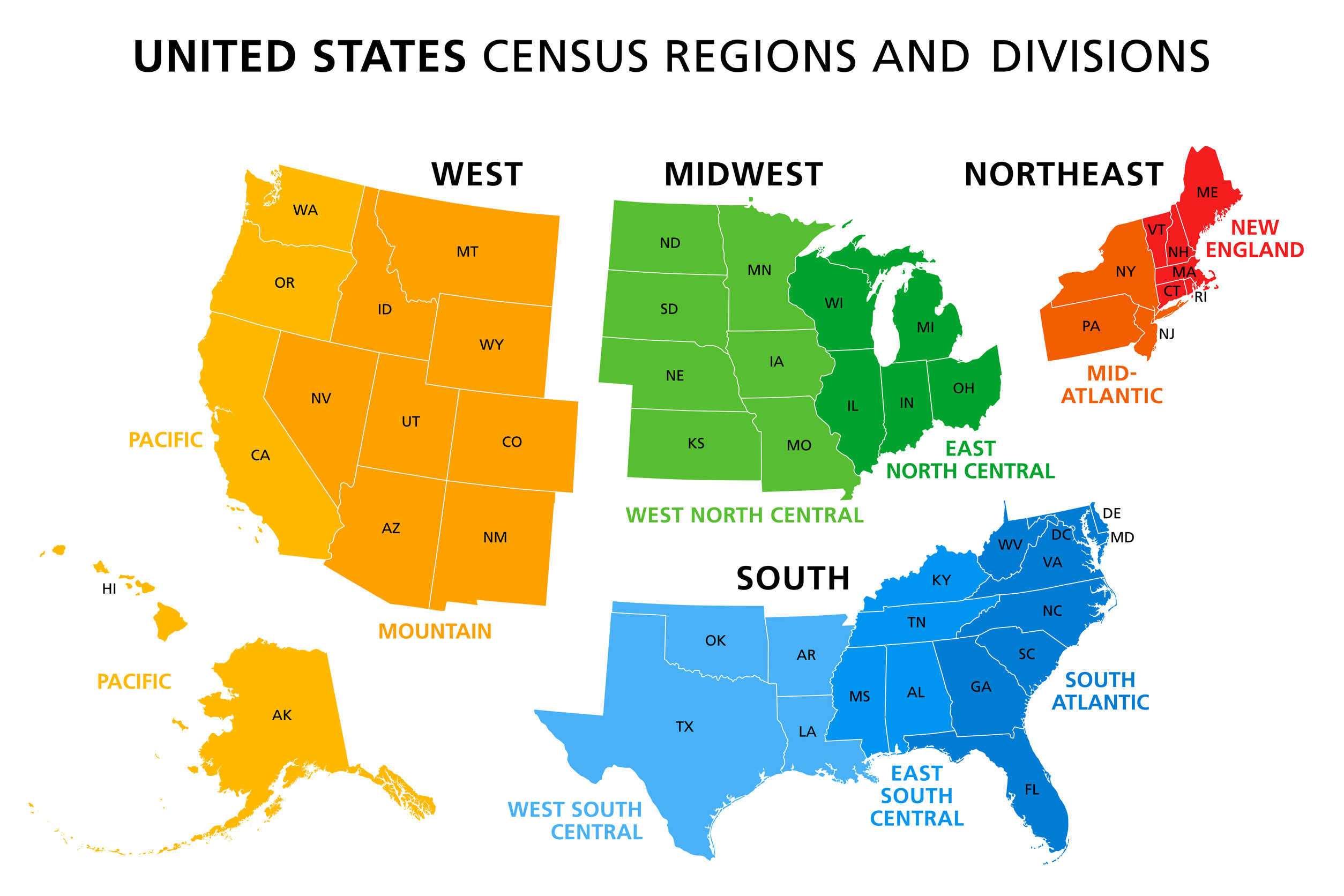 5 Us Regions Map And Facts | Mappr with regard to Map of the United States By Regions Printable