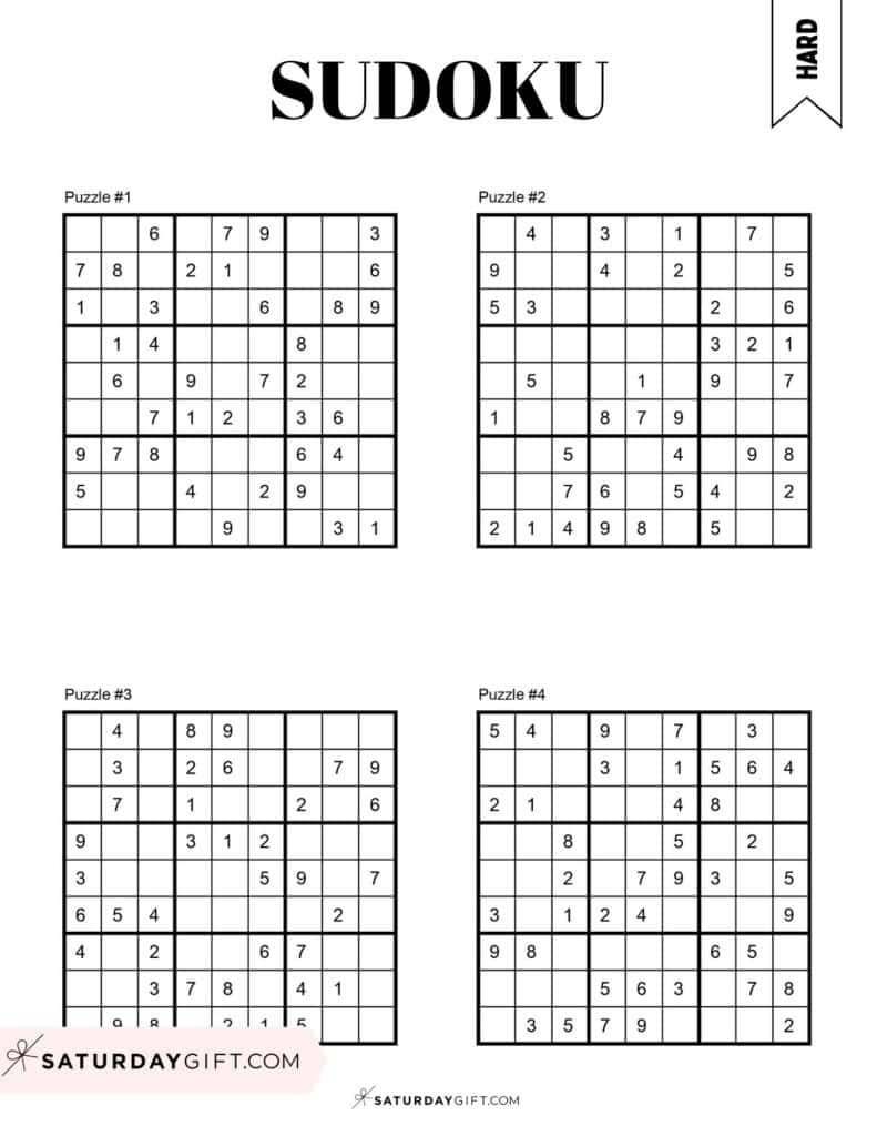 72 Free Printable Sudoku Puzzles | Saturdaygift in Printable Sudoku 4 Per Page