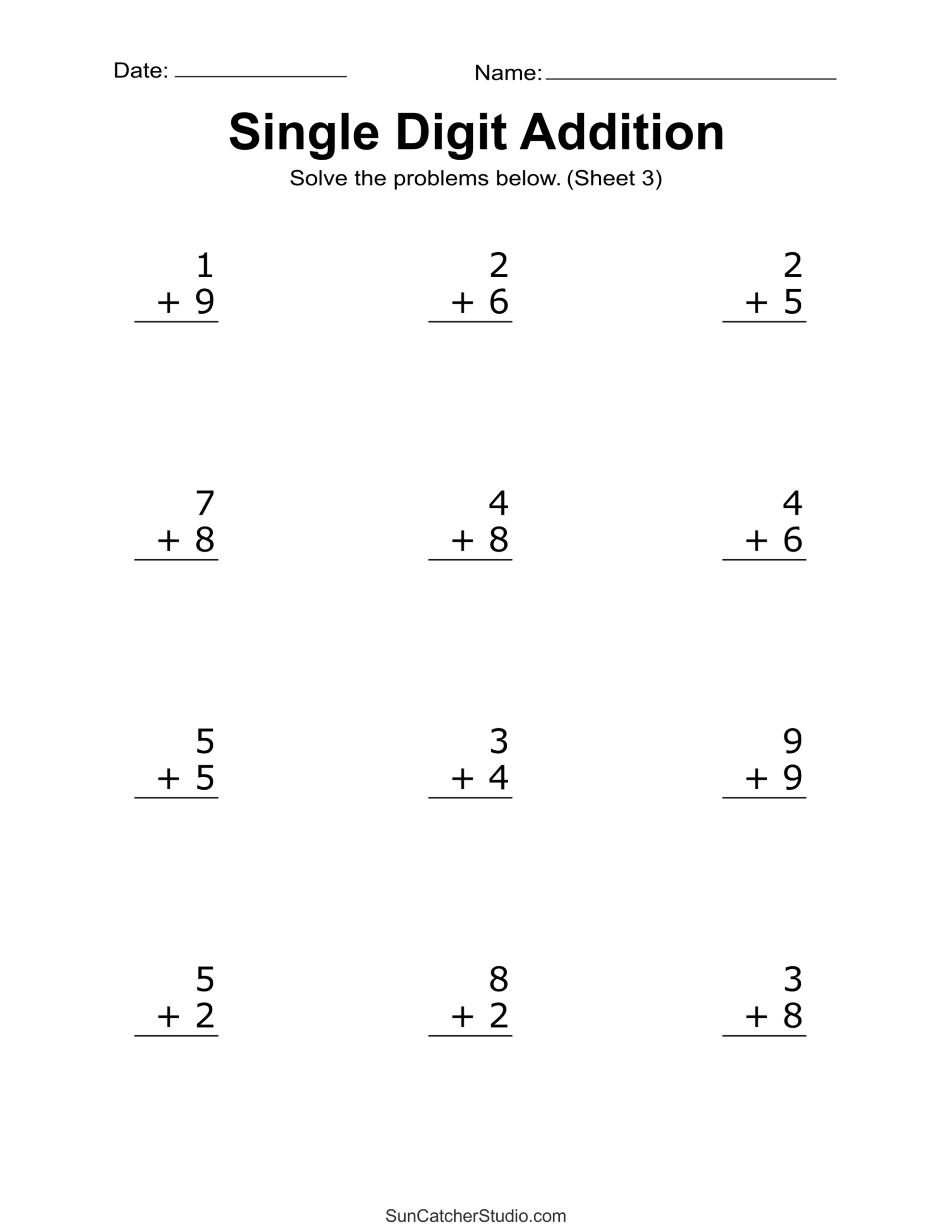 Addition Worksheets (Free Printable Easy Math Problems) – Free in Free And Printable Math Worksheets