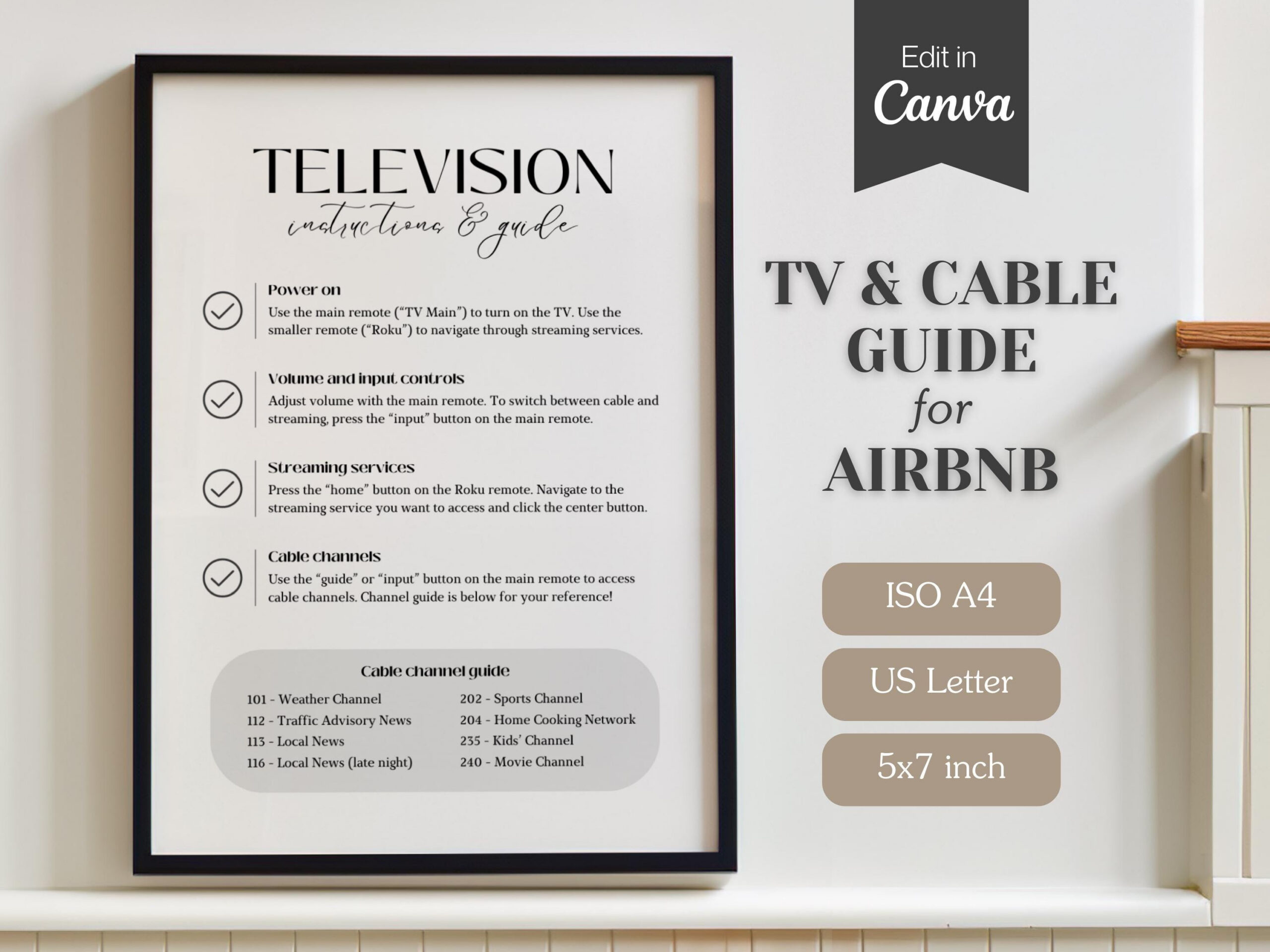 Airbnb Fernseh- Und Kabelkanalführerschild; Roku Tv, Netflix regarding Roku Free Channels List Printable