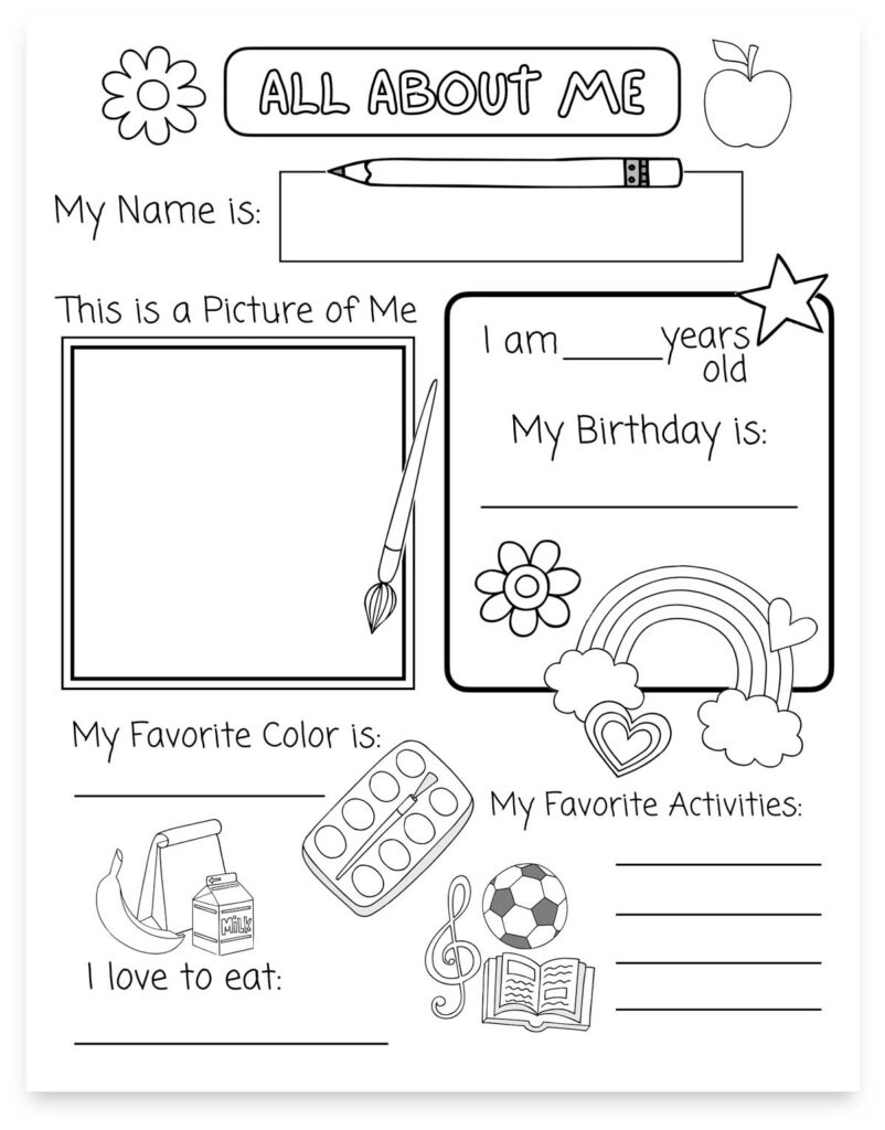 All About Me Printable Preschool Worksheet (Free Pdf) - Mindymakes pertaining to All About Me Printable Kindergarten