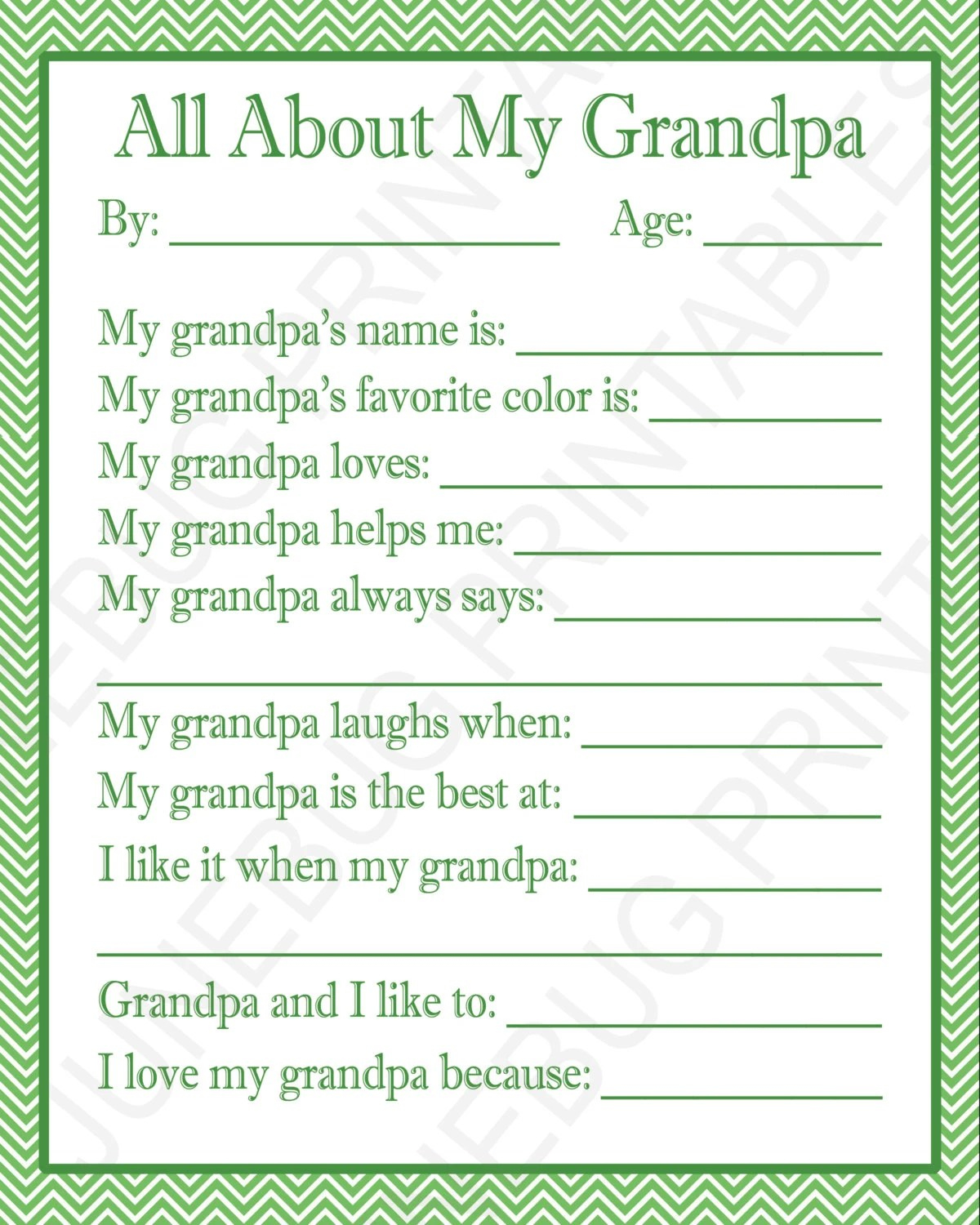 All About My Grandpa Printable - Printable Party Favors with regard to All About My Grandpa Free Printable