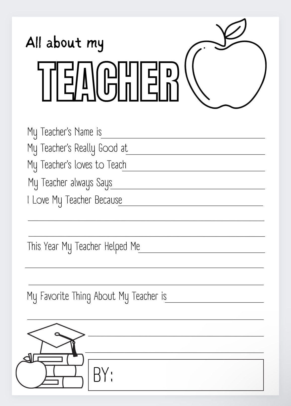 All About My Teacher Printable: Teacher Appreciation Coloring Page in All About My Teacher Printable
