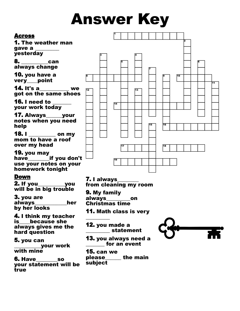 Answer Key Crossword - Wordmint intended for Printable Crossword Puzzles with Answers