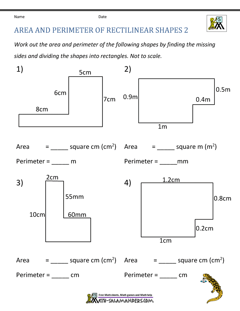 Area And Perimeter Of Rectangle pertaining to Area and Perimeter Printable Worksheets