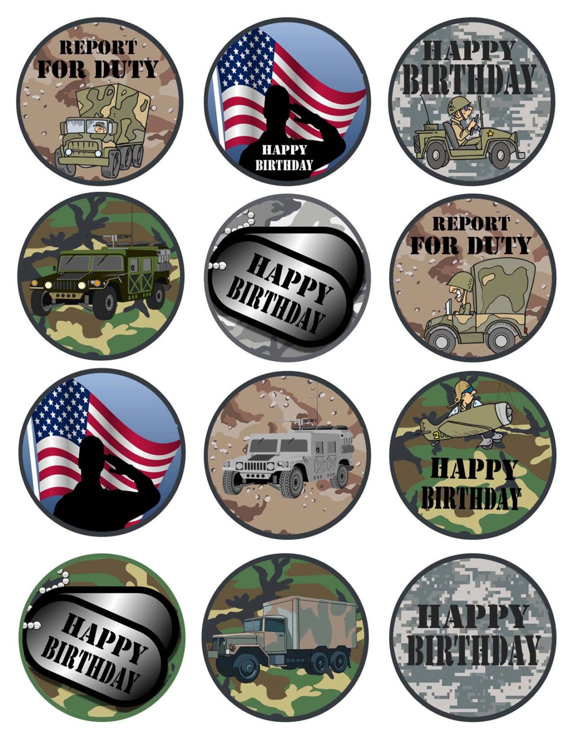 Armee Druckbare Cupcake Toppers Sofortiges Download Party Supply pertaining to Call of Duty Cupcake Toppers Printable