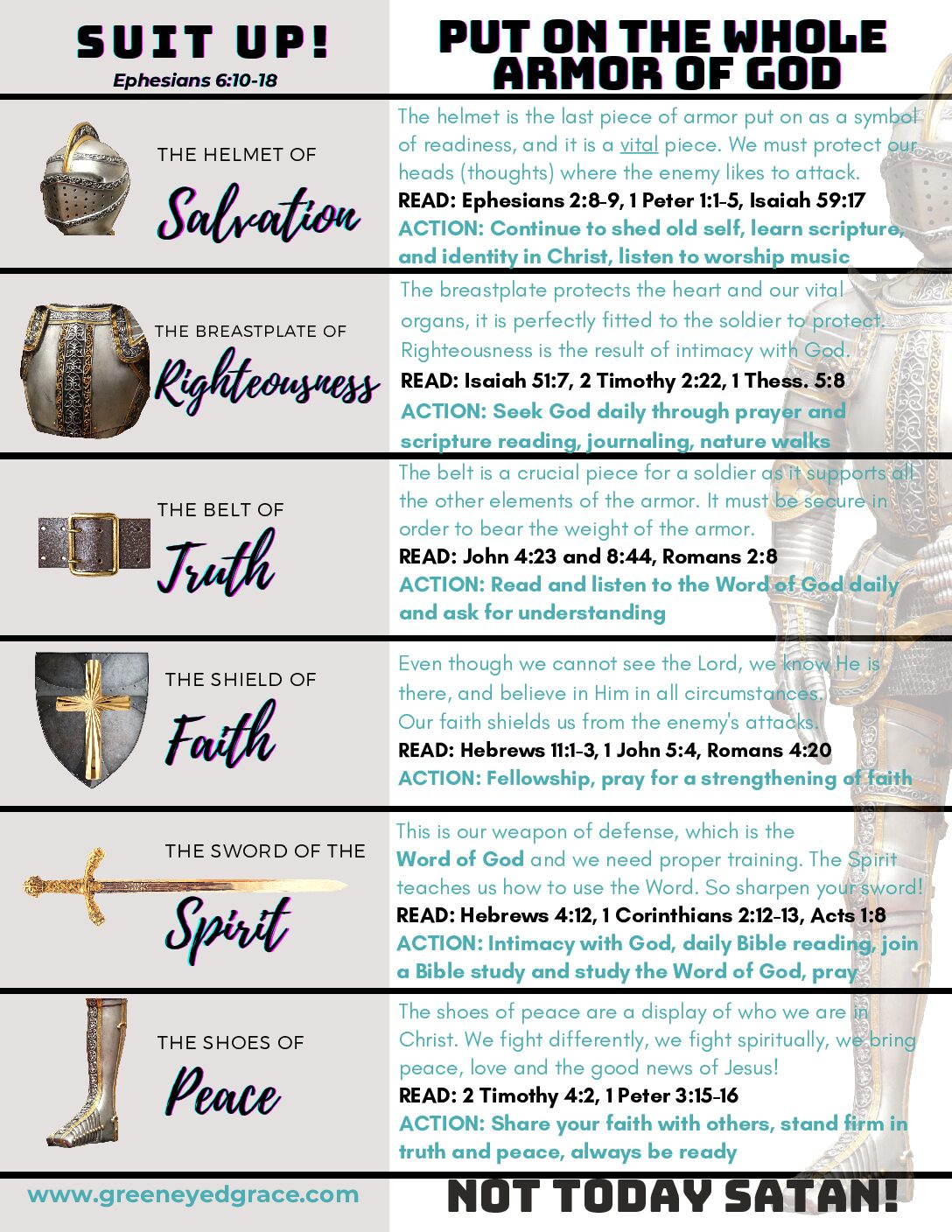 Armor Of God (Ephesians 6:12) - Free Printout ~ Green Eyed Grace within Armor Of God Printable