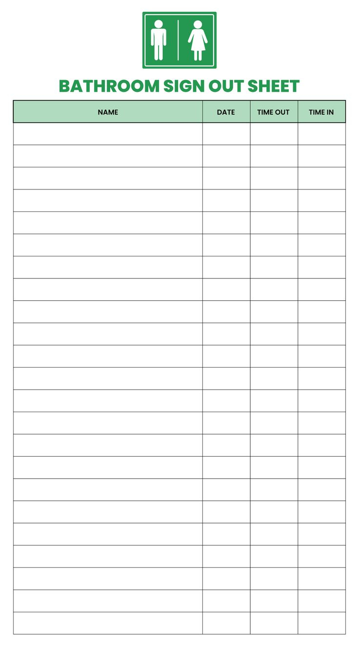Bathroom Sign Out Sheet - 10 Free Pdf Printables | Printablee regarding Bathroom Sign Out Sheet Printable
