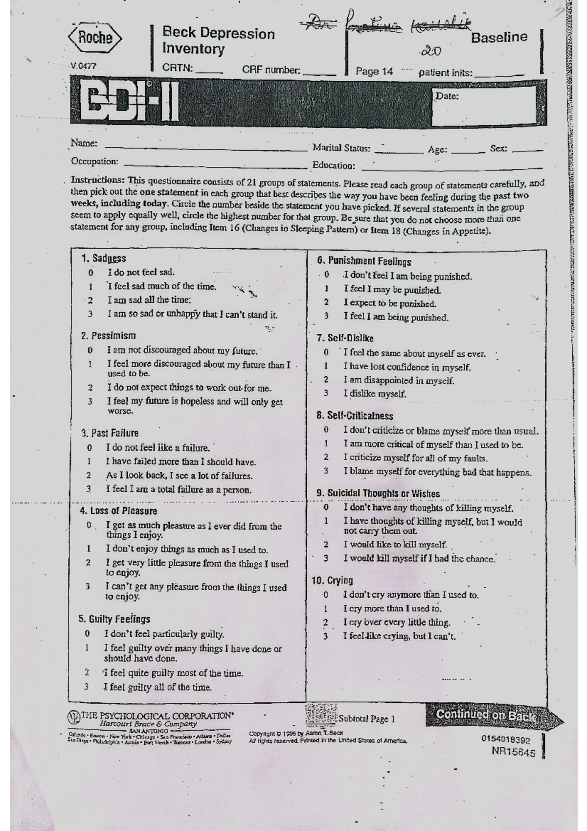 Beck Depression Inventory: A Comprehensive Study Guide - Studocu with Beck Depression Inventory 2 Printable