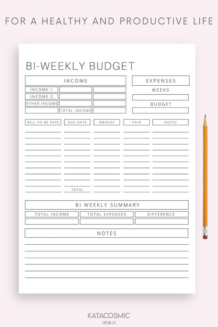 Bi-Weekly Budget Overview Template, Printable Paycheck Budget for Free Printable Cute Biweekly Budget Template