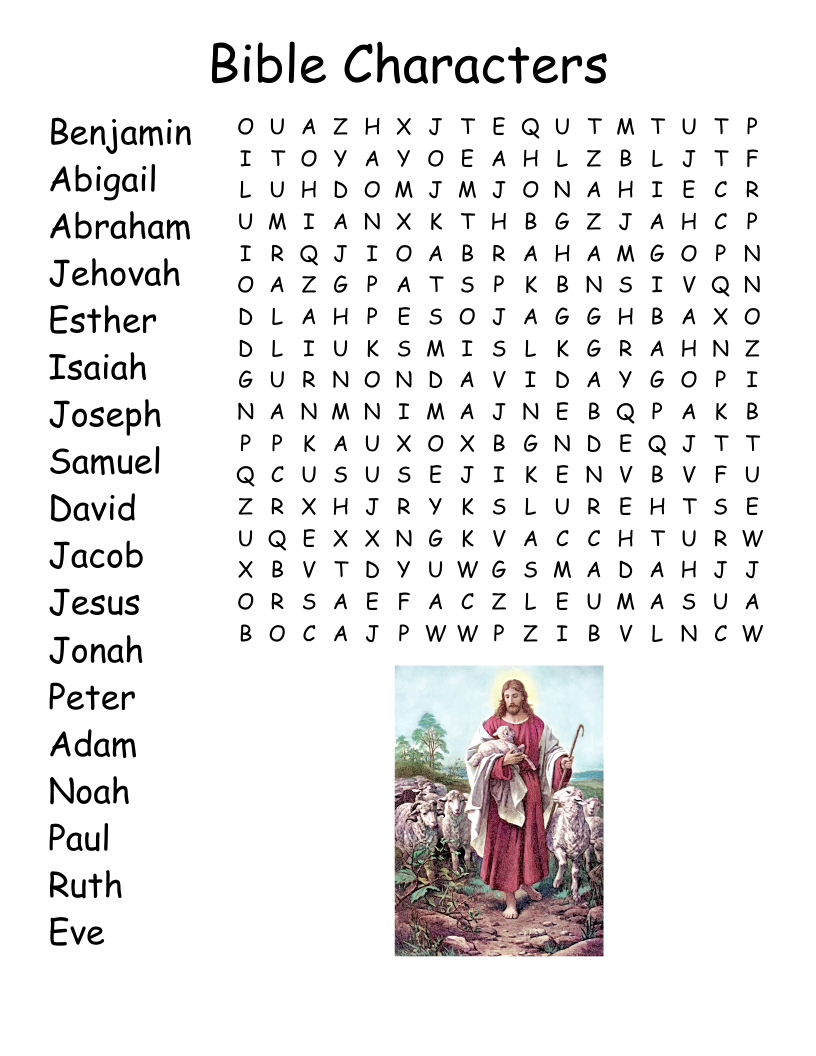 Bible Characters Word Search - Wordmint within Bible Word Search Printable Free