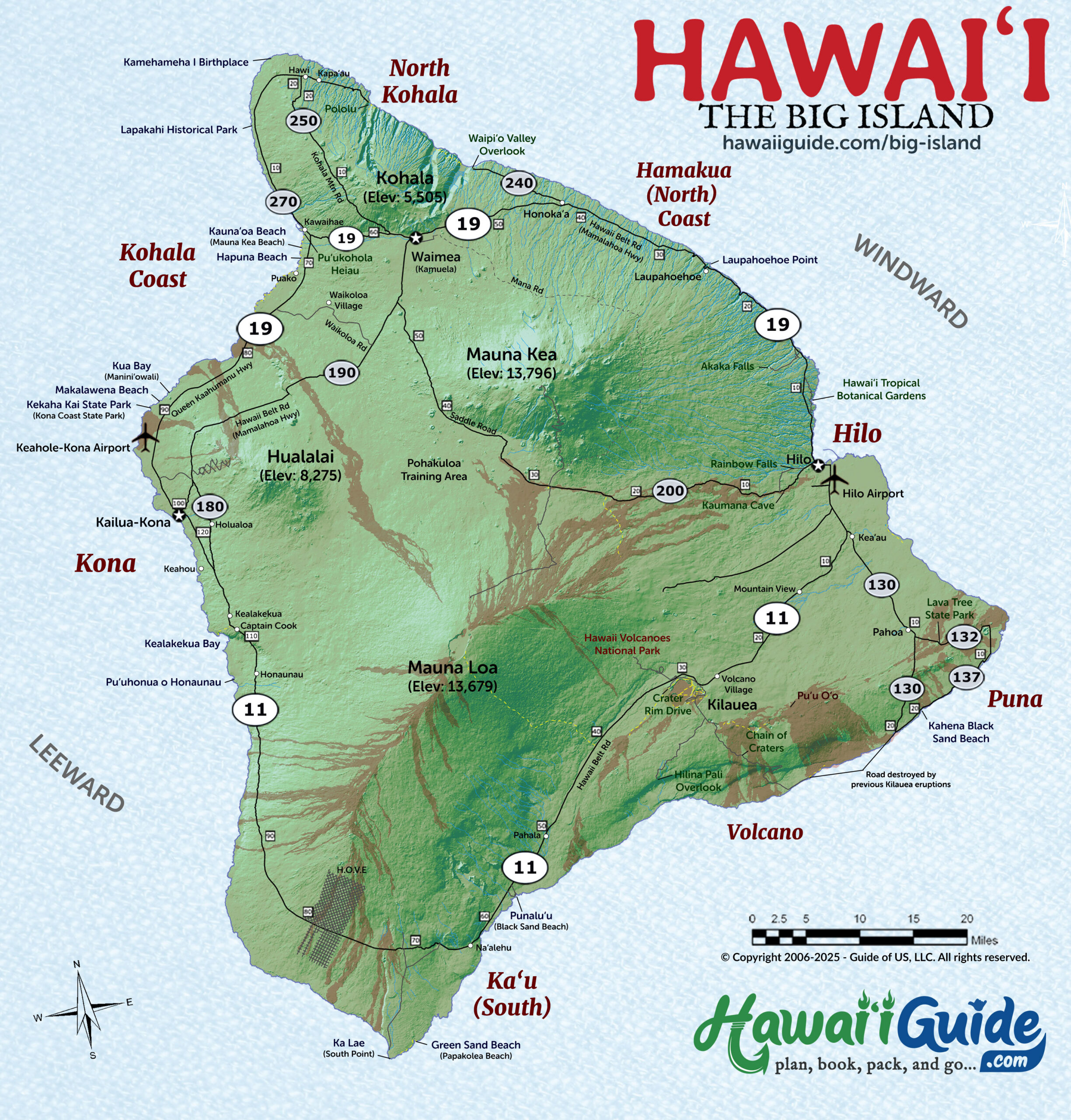 Big Island Hawaii Maps With Printable Road Map in Printable Map of Big Island
