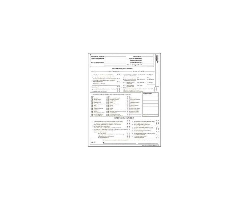 Bilingual Patient Registration Forms, English On Front, Spanish On with Printable Spanish Patient Registration Form