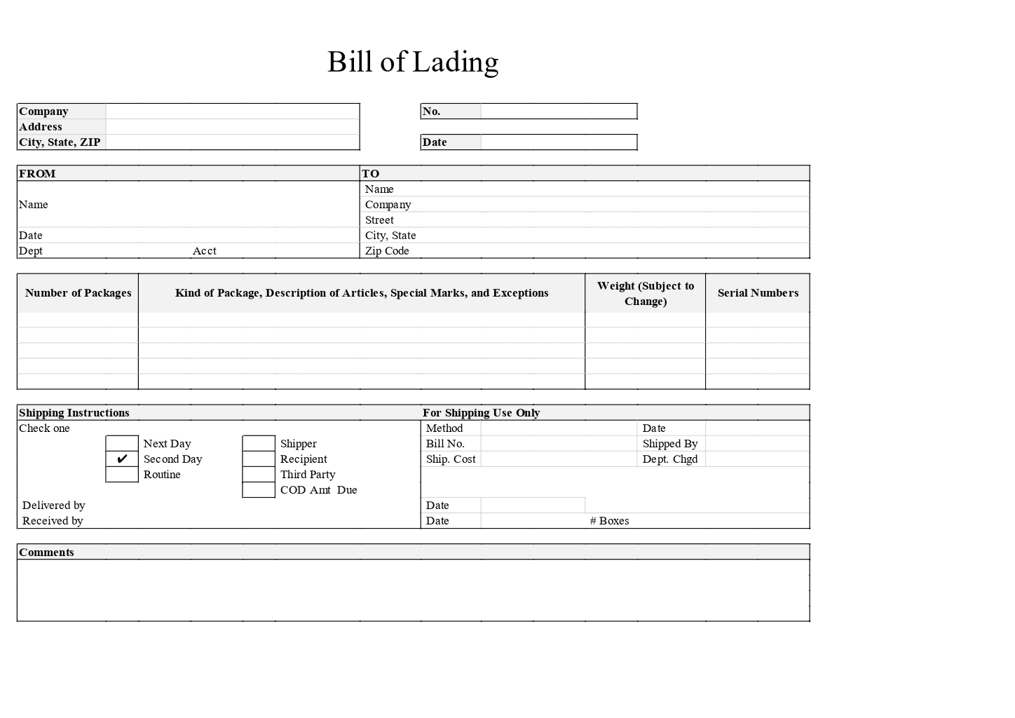 Bill Of Lading Template | Onlyoffice | Onlyoffice in Free Printable Bill of Lading