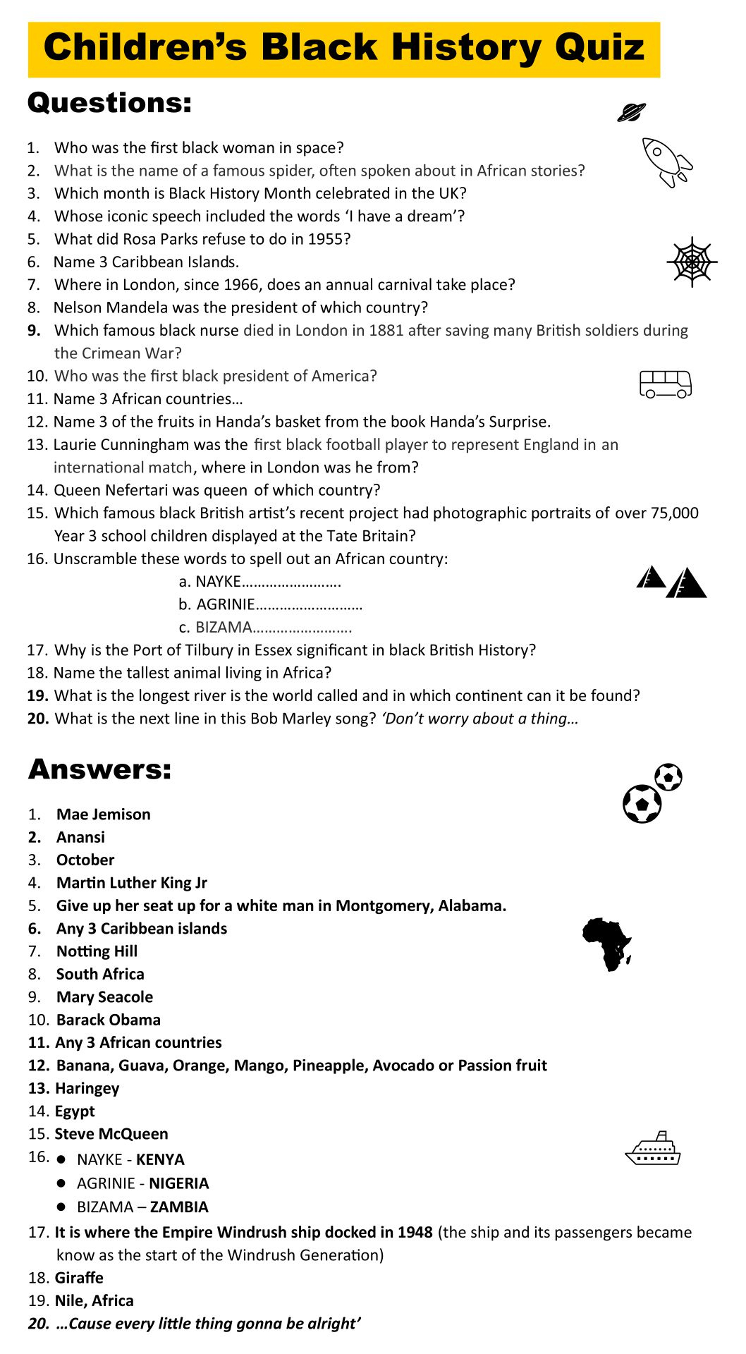 Black History Trivia Questions And Answers - 10 Free Pdf pertaining to Funny Black Trivia Questions And Answers Printable