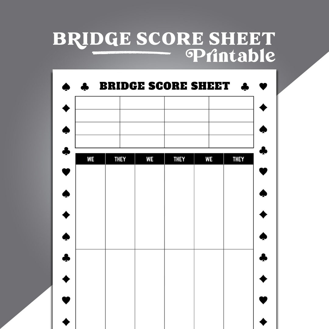 Bridge Game Score Sheet, Contract Bridge Scoring, Chicago Bridge regarding Printable Contract Bridge Score Sheet