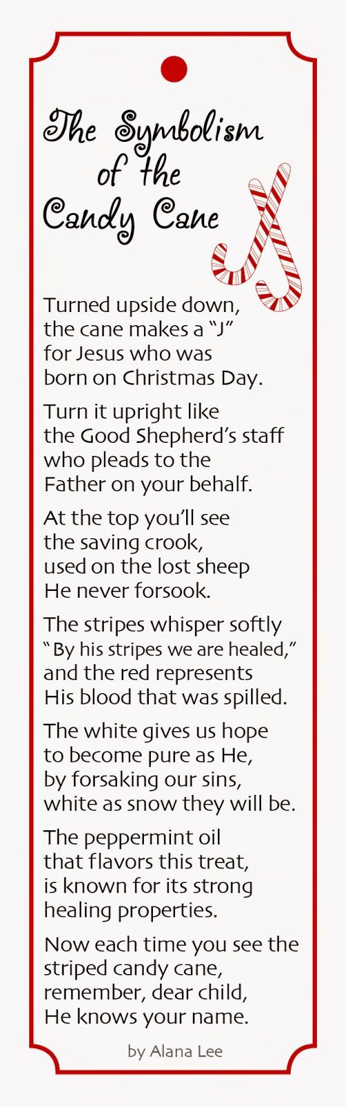 Candy Cane Poem Bookmarks: "The Symbolism Of The Candy Cane" with regard to Candy Cane Poem Free Printable