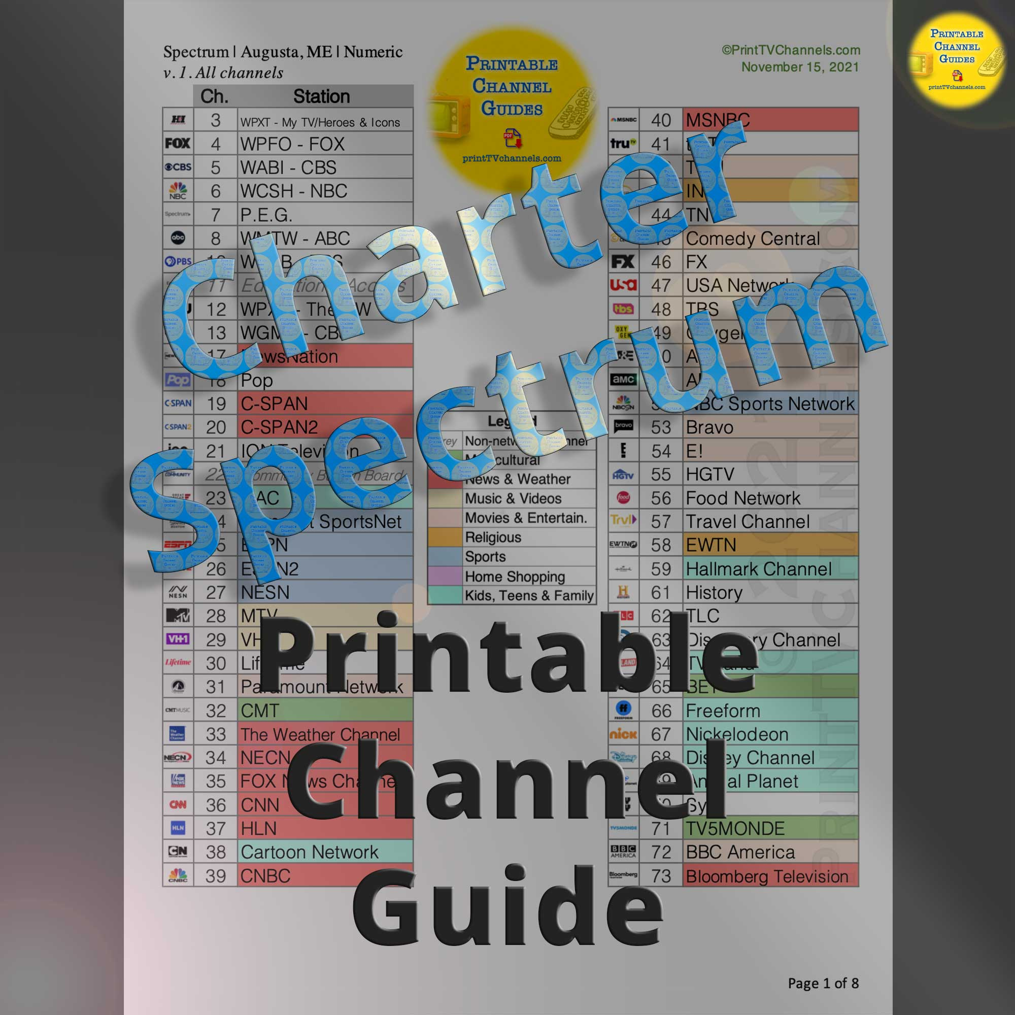Channel Lineup Spectrum Channel Fs1 Printable Directv Guide within Printable Tv Guide For Spectrum