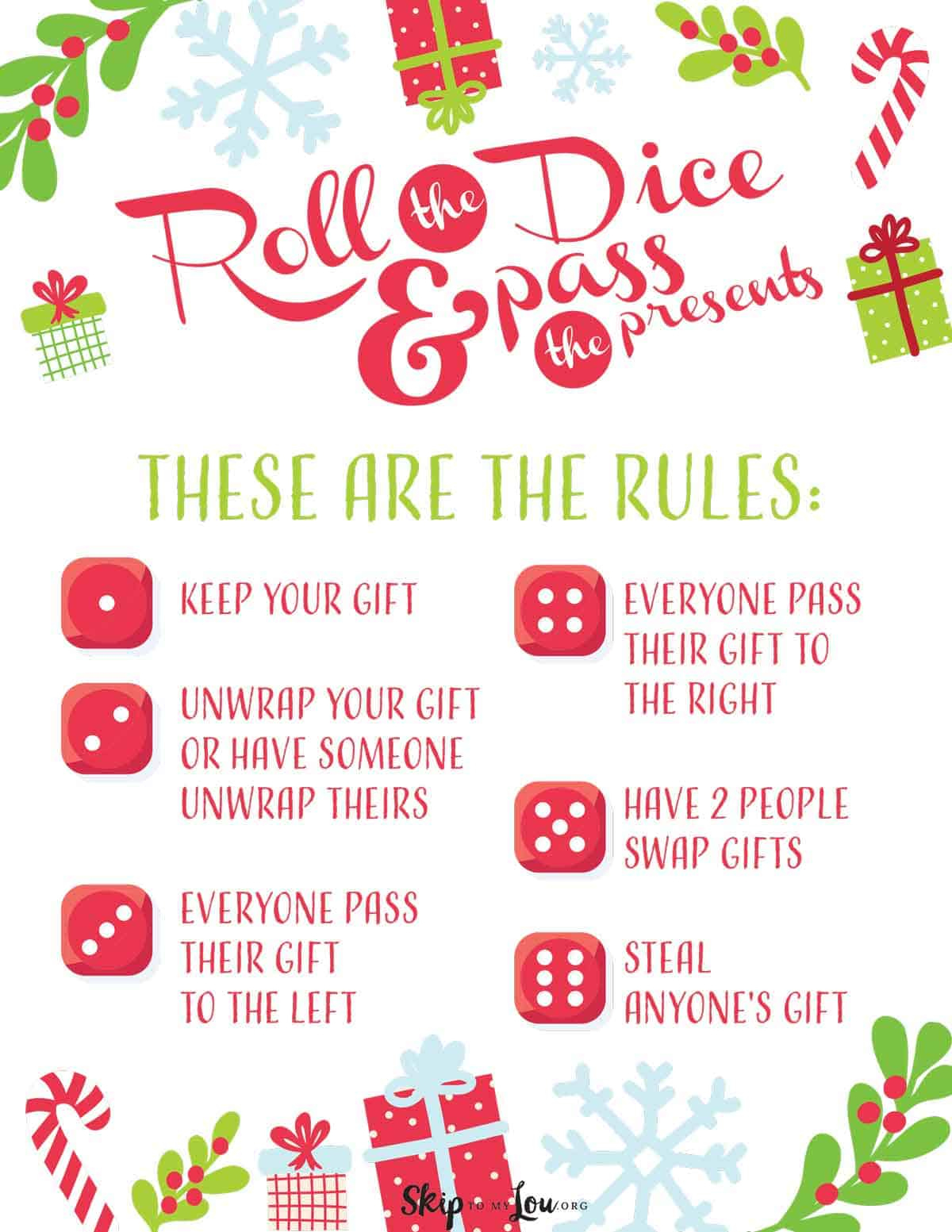 Christmas Dice Game For A Fun Gift Exchange | Skip To My Lou throughout Christmas Gift Exchange Dice Game Free Printable