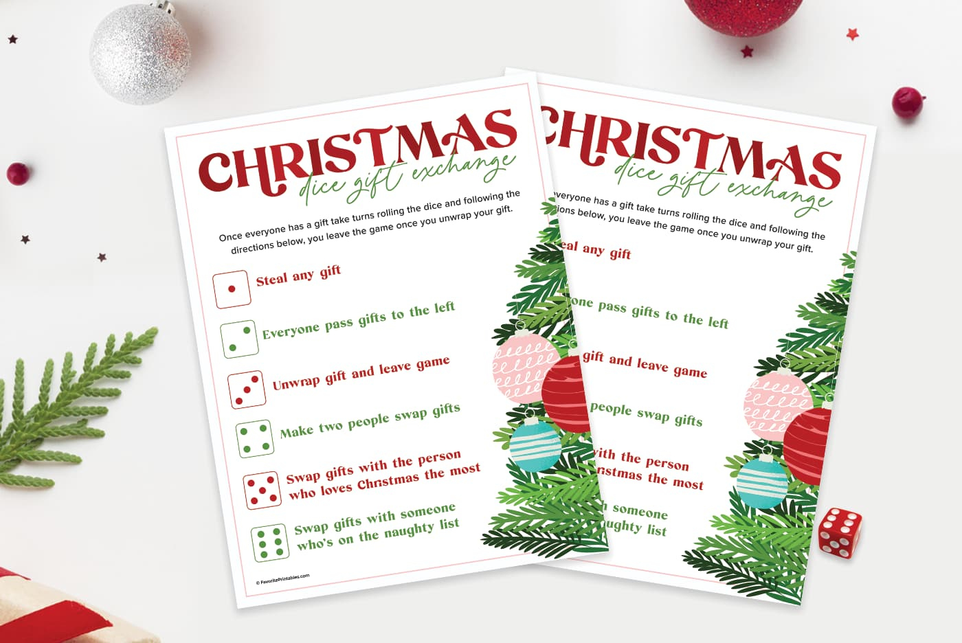 Christmas Dice Game, Free Printable For Gift Exchange! - Favorite pertaining to Christmas Gift Exchange Dice Game Free Printable