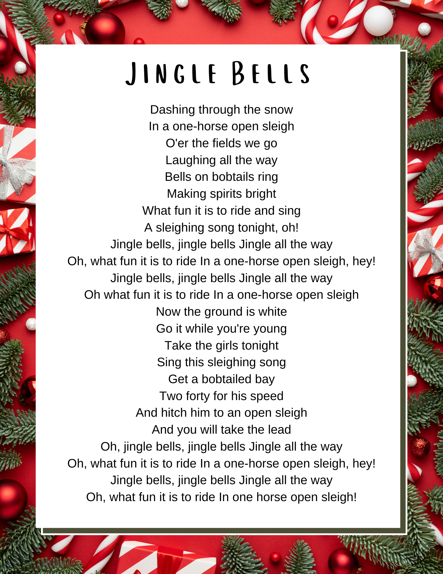 Christmas Songs Lyrics - Lyrics To Popular Christmas Carols with Printable Lyrics To Christmas Carols