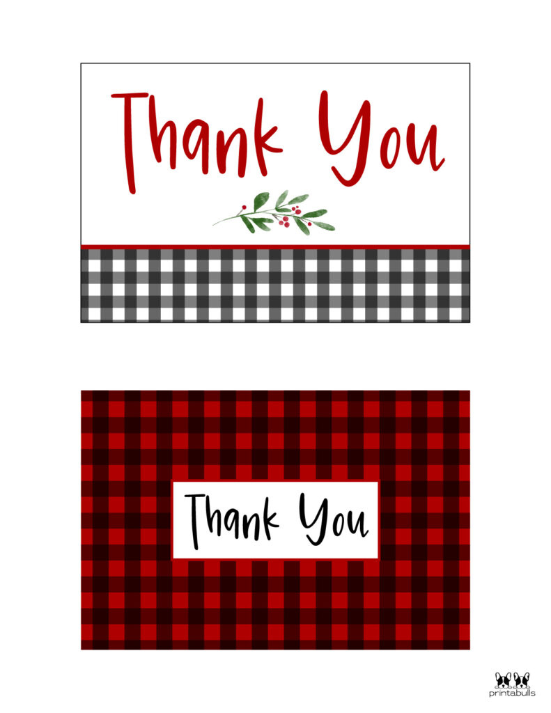 Christmas Thank You Cards - 25 Free Printable Cards | Printabulls with Printable Thank You Christmas Cards