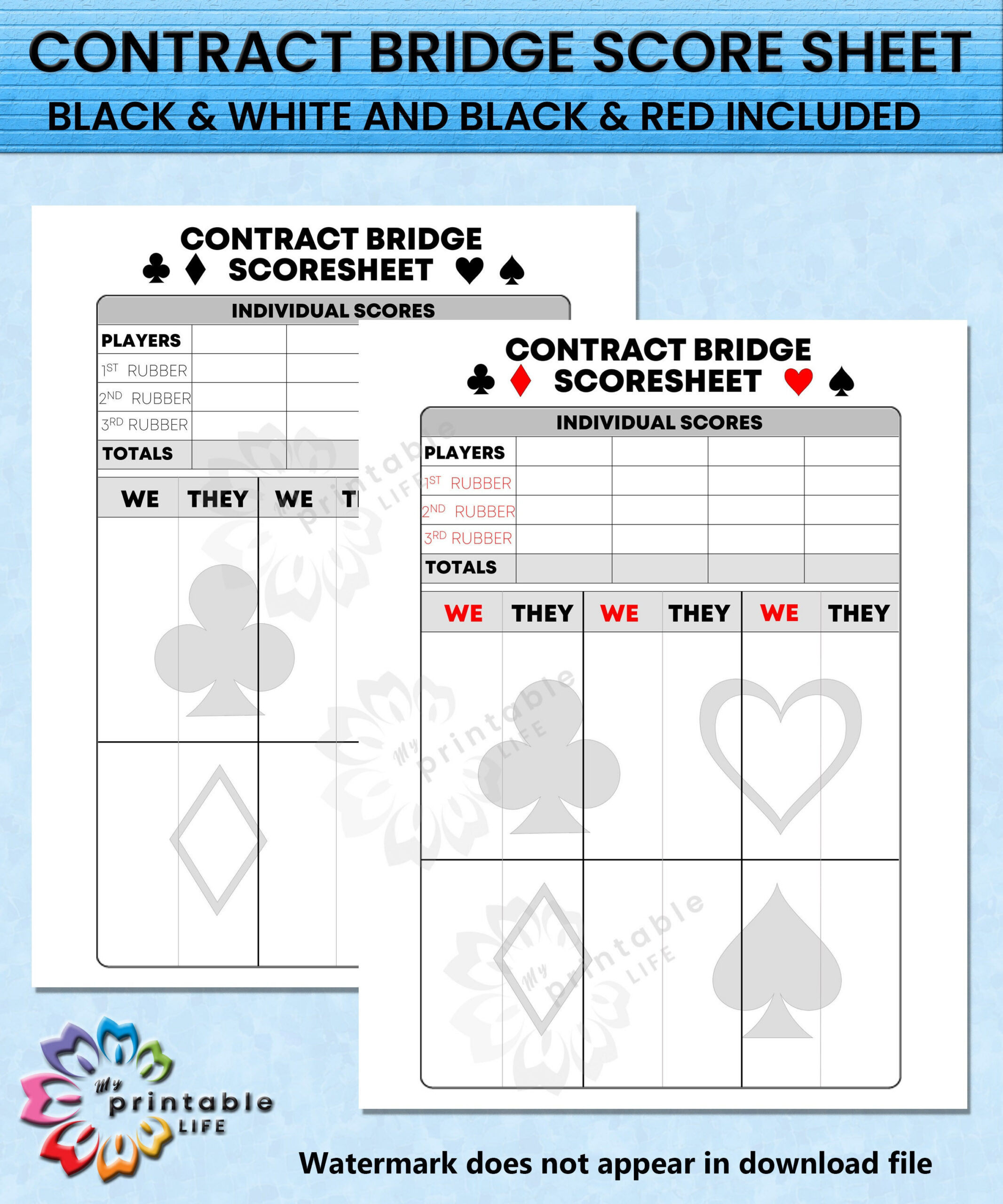 Contract Bridge Score Sheet, Kartenspiel Scorecard, Kommt In 2 in Printable Contract Bridge Score Sheet