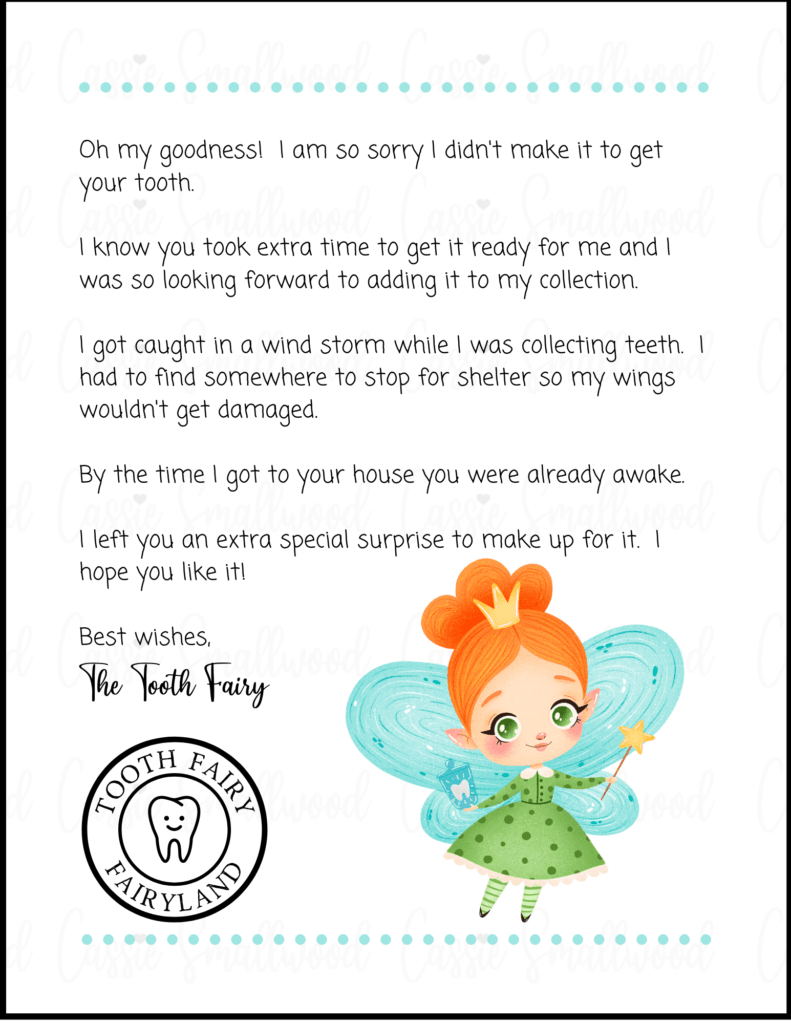 Cute Free Printable Tooth Fairy Letters &amp;amp; Notes - Cassie Smallwood inside Free Printable Tooth Fairy Notes