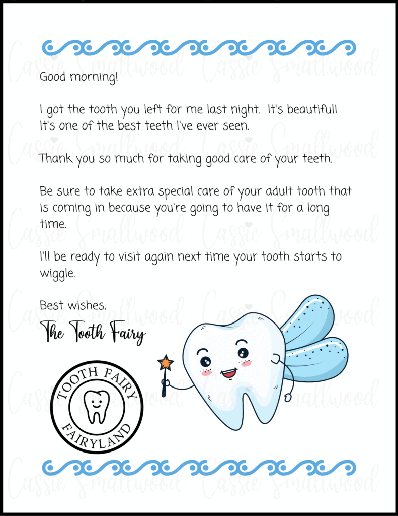 Cute Free Printable Tooth Fairy Letters &amp;amp; Notes - Cassie Smallwood with regard to Free Printable Tooth Fairy Notes