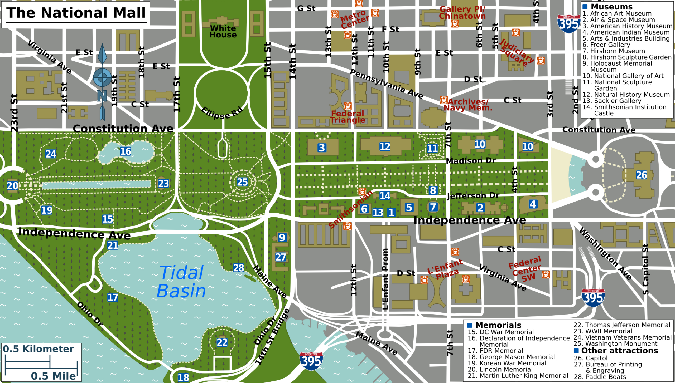 Datei:national Mall District Map – Reiseführer Auf Wikivoyage for Printable Map Of Washington Dc Mall