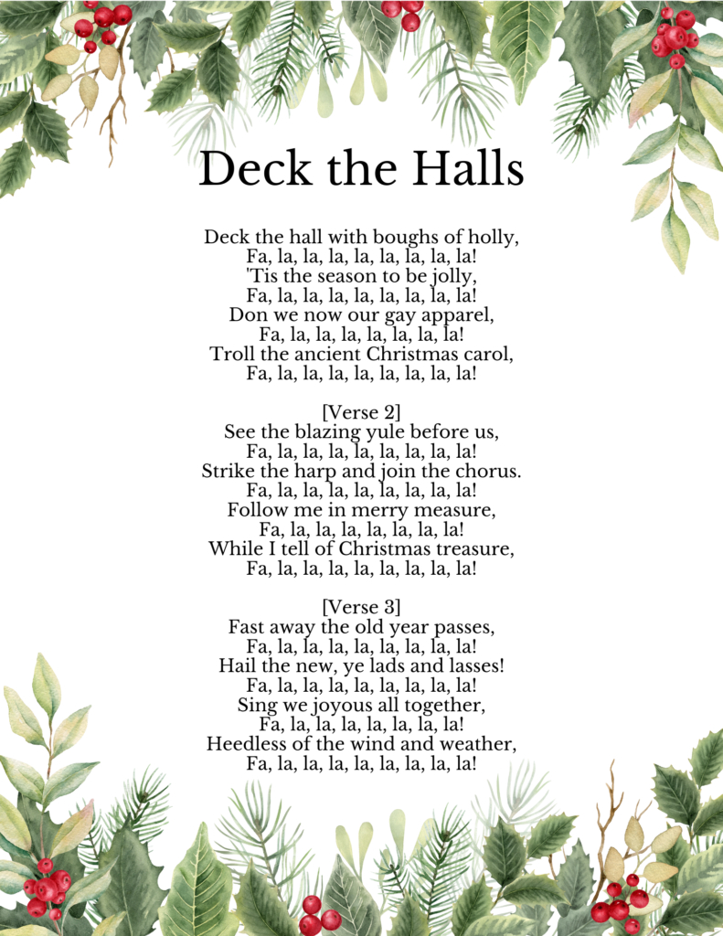 Deck The Halls”: Easy Piano Sheet Music And Lyrics Download regarding Deck the Halls Lyrics Printable