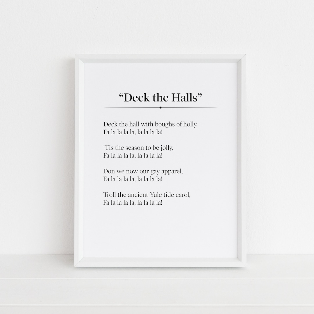 Deck The Halls Lyrics, Christmas Print, Christmas Music, Black And with regard to Deck The Halls Lyrics Printable