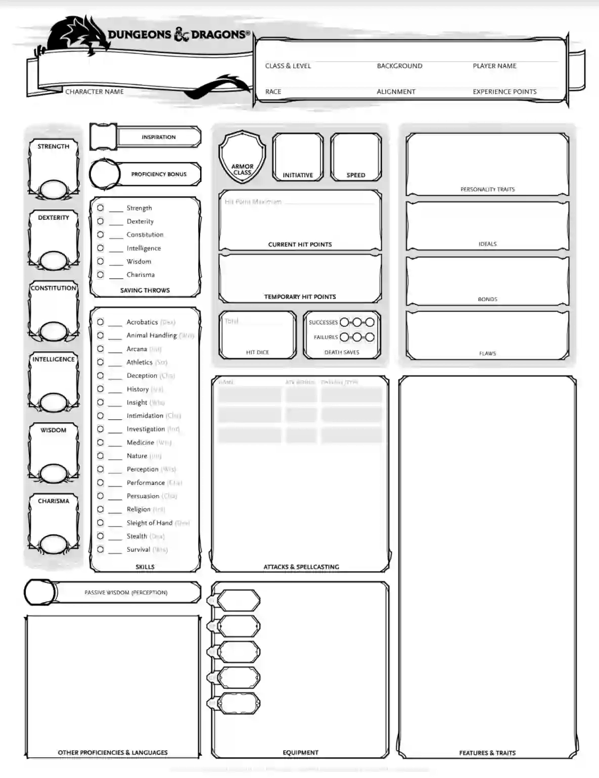 Dnd Character Sheet ≡ Fill Out Printable Pdf Forms Online throughout Dungeons And Dragons Character Sheet Printable