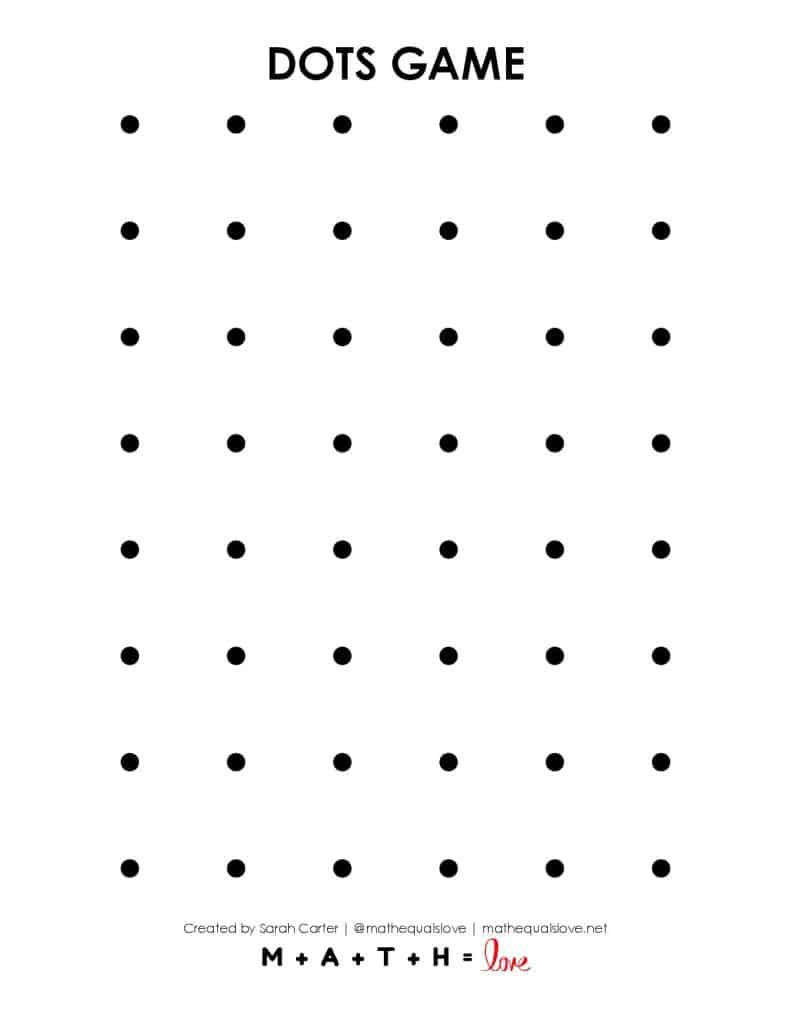 Dots Game Printable Collection | Math = Love throughout Dots And Boxes Game Printable