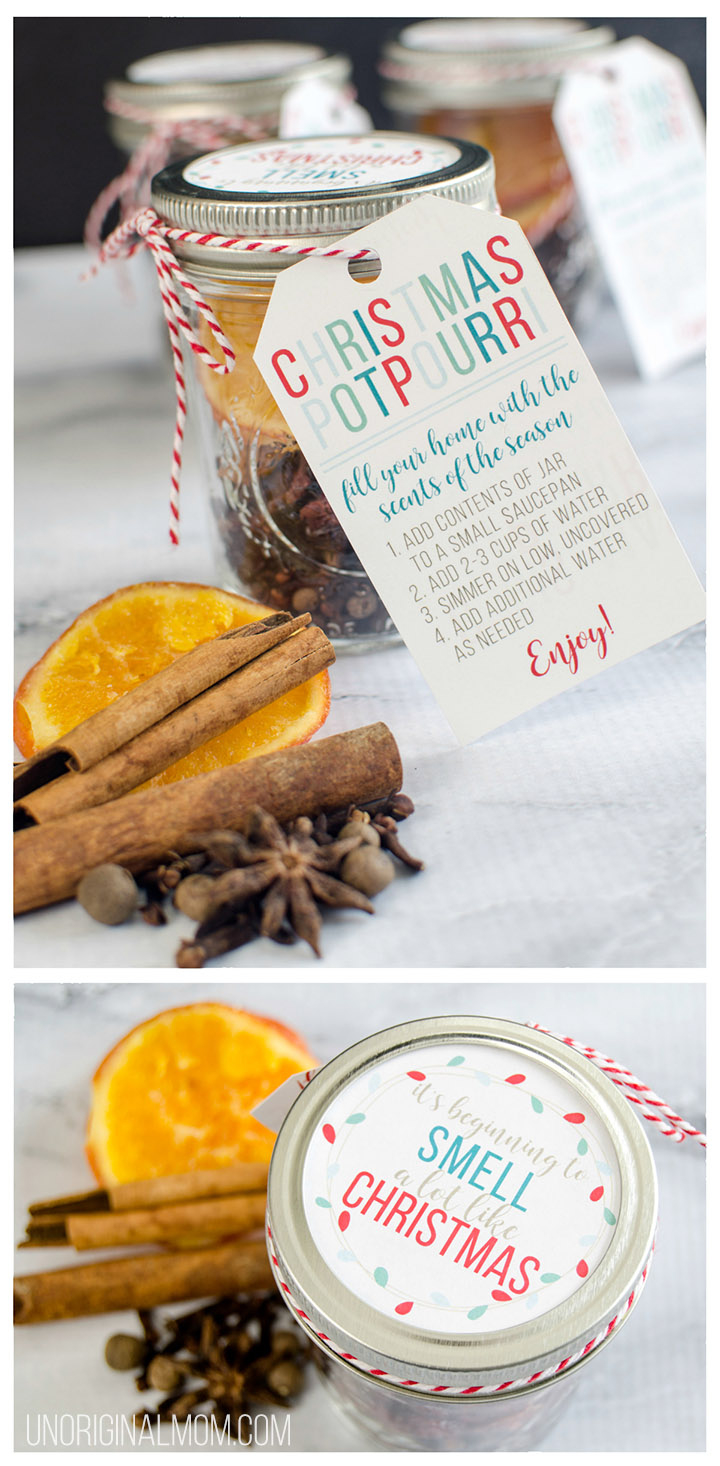 Easy Christmas Potpourri Gift Jars With Free Printable Tags in Gifts in a Jar Recipes with Printable Tags