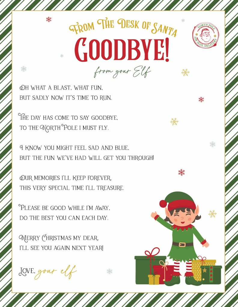 Elf On The Shelf Arrival And Goodbye Letters, Free Printable Set inside Elf On The Shelf Arrival Letters Printable