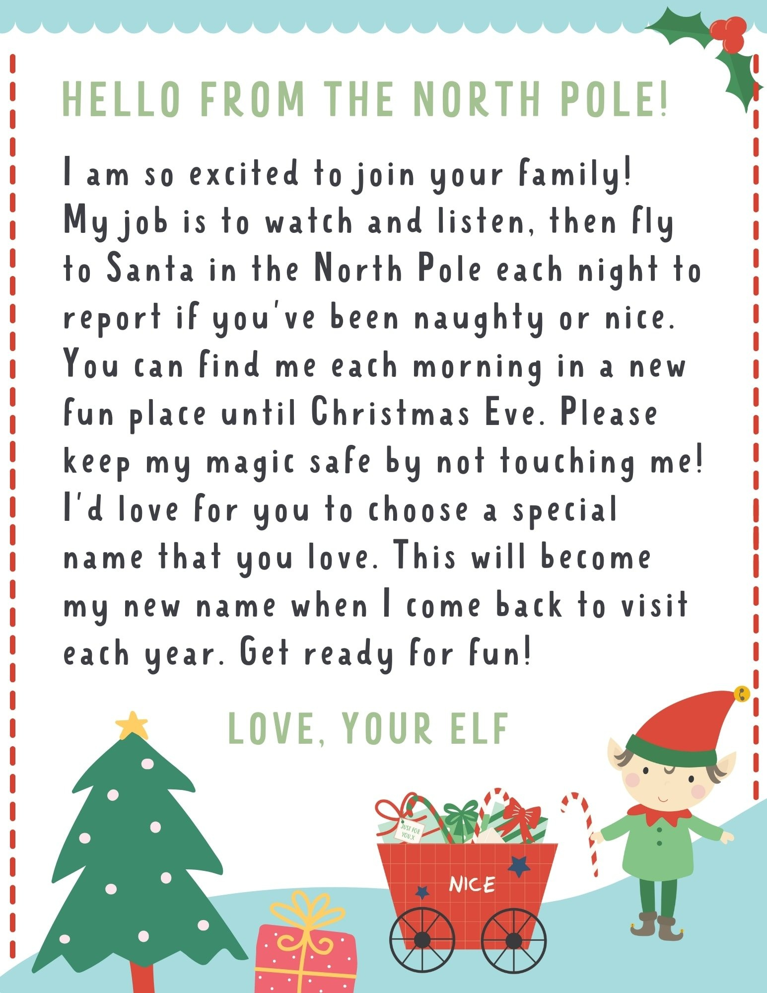 Elf On The Shelf Letter {4 Free Printables!} - Make Life Lovely throughout Free Printable Elf on Shelf Letter